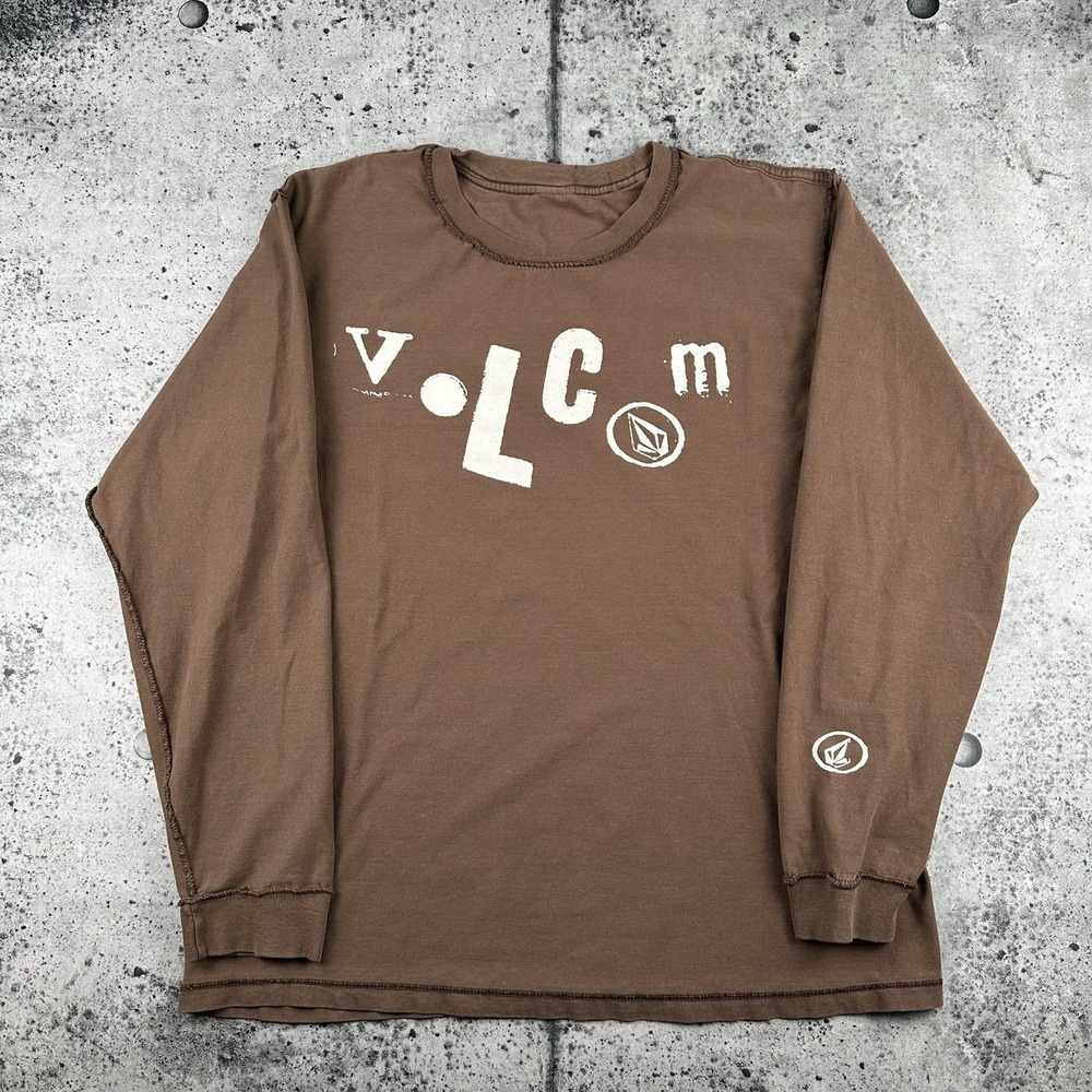 Vintage‎ Volcom Inside Out Graffic Long Sleeve Size Large Brown